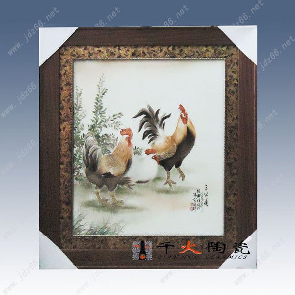 新款瓷板画批发，鸡年瓷板画，装饰新款陶瓷画