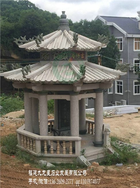 花岗岩石亭子 仿古石亭子 白麻双层石亭子