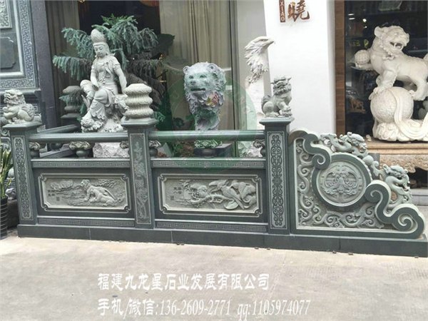 青石石雕栏杆 石雕防护栏 花岗岩石材栏杆