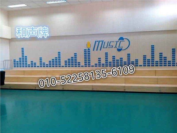 和声牌伸缩木质合唱台阶 大合唱樟子松实木合唱台 音乐教室专用合唱台