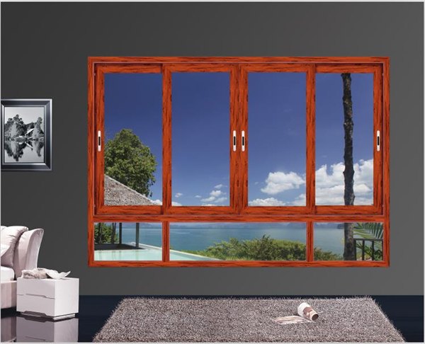 广东木纹铝合金门窗哪里有小型木纹铝合金门窗制造商销售木纹