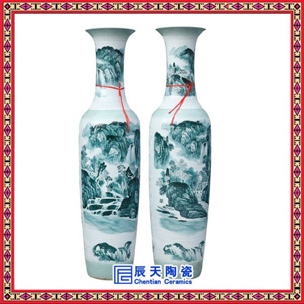 景德镇陶瓷客厅落地瓷瓶中国红描金牡丹花开富贵酒店客厅大摆件