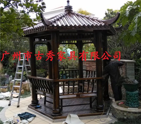 花园仿古六角亭