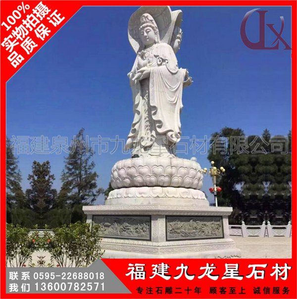 大型石雕三面观音 露天杨柳滴水观音菩萨 石雕观世音佛像