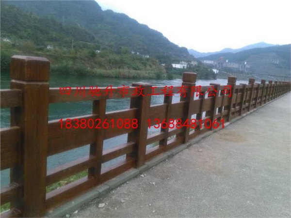 户外仿木栏杆，四川成都仿木花箱，仿树皮栏杆