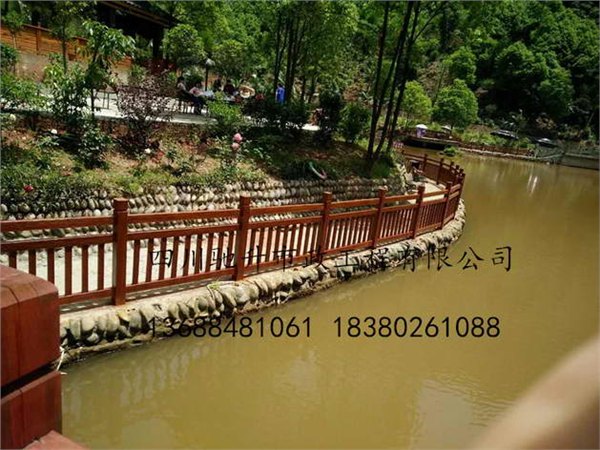 四川仿木护栏，水泥仿树皮栏杆，仿树皮垃圾桶